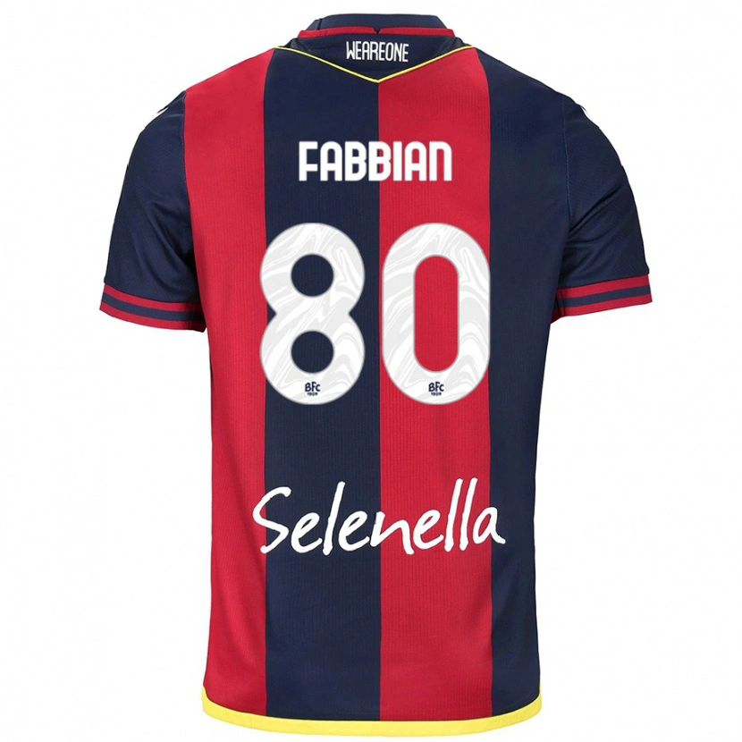 Danxen Enfant Maillot Giovanni Fabbian #80 Rouge Bleu Royal Tenues Domicile 2024/25 T-Shirt