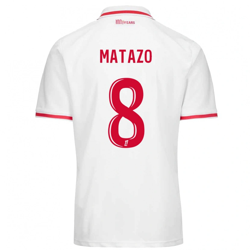 Danxen Enfant Maillot Eliot Matazo #8 Blanc Rouge Tenues Domicile 2024/25 T-Shirt