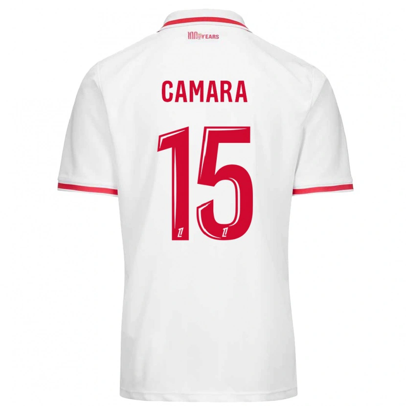 Danxen Enfant Maillot Lamine Camara #15 Blanc Rouge Tenues Domicile 2024/25 T-Shirt