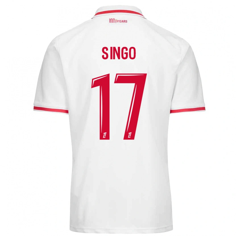 Danxen Enfant Maillot Wilfried Singo #17 Blanc Rouge Tenues Domicile 2024/25 T-Shirt