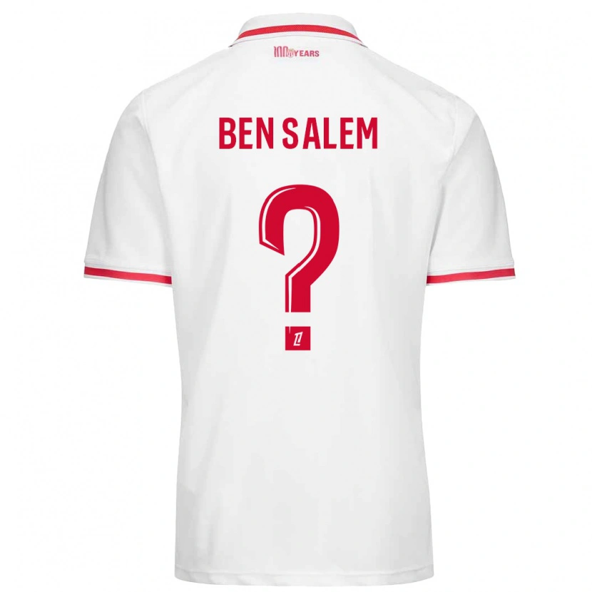 Danxen Enfant Maillot Oualid Ben Salem #0 Blanc Rouge Tenues Domicile 2024/25 T-Shirt