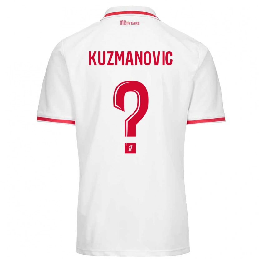 Danxen Enfant Maillot Dejan Kuzmanovic #0 Blanc Rouge Tenues Domicile 2024/25 T-Shirt