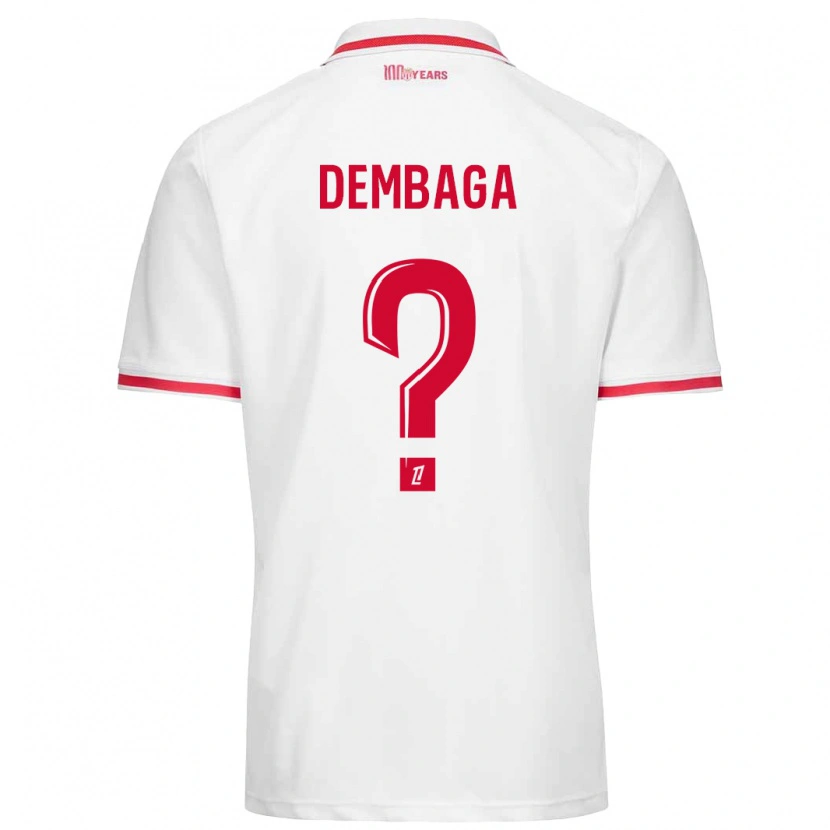 Danxen Enfant Maillot Boubakar Dembaga #0 Blanc Rouge Tenues Domicile 2024/25 T-Shirt