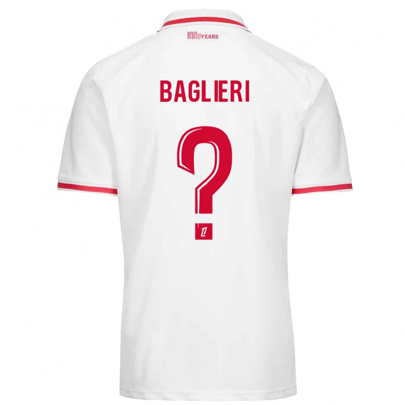 Danxen Enfant Maillot Enzo Baglieri #0 Blanc Rouge Tenues Domicile 2024/25 T-Shirt