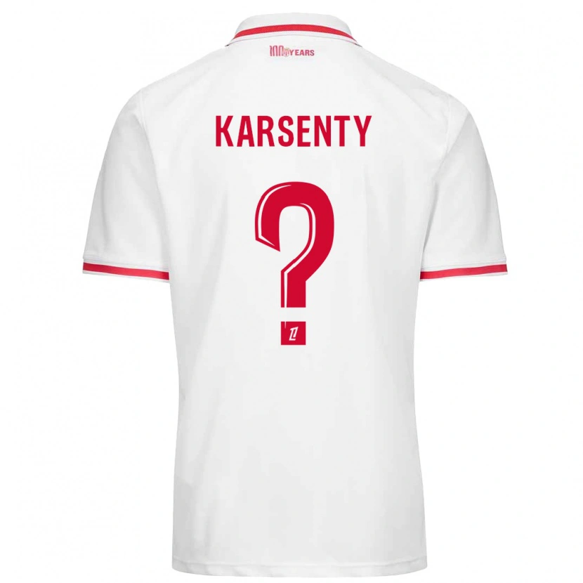 Danxen Enfant Maillot Kylian Karsenty #0 Blanc Rouge Tenues Domicile 2024/25 T-Shirt