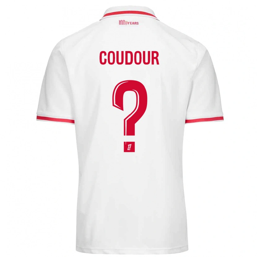 Danxen Enfant Maillot Mathis Coudour #0 Blanc Rouge Tenues Domicile 2024/25 T-Shirt