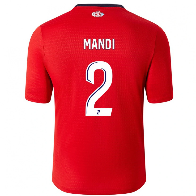 Danxen Enfant Maillot Aïssa Mandi #2 Rouge Blanc Tenues Domicile 2024/25 T-Shirt