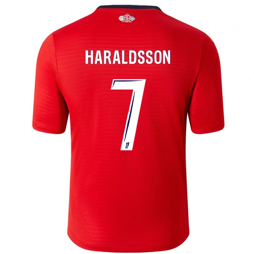 Danxen Enfant Maillot Hákon Arnar Haraldsson #7 Rouge Blanc Tenues Domicile 2024/25 T-Shirt