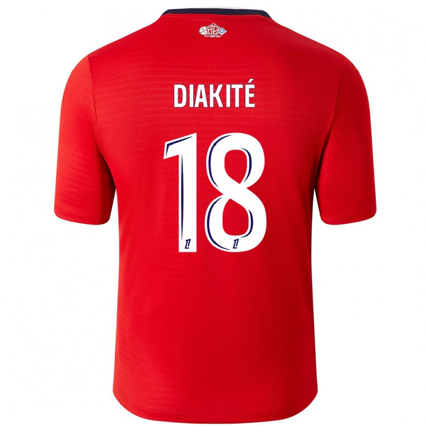 Danxen Enfant Maillot Bafodé Diakité #18 Rouge Blanc Tenues Domicile 2024/25 T-Shirt