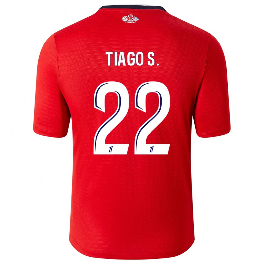 Danxen Enfant Maillot Tiago Santos #22 Rouge Blanc Tenues Domicile 2024/25 T-Shirt