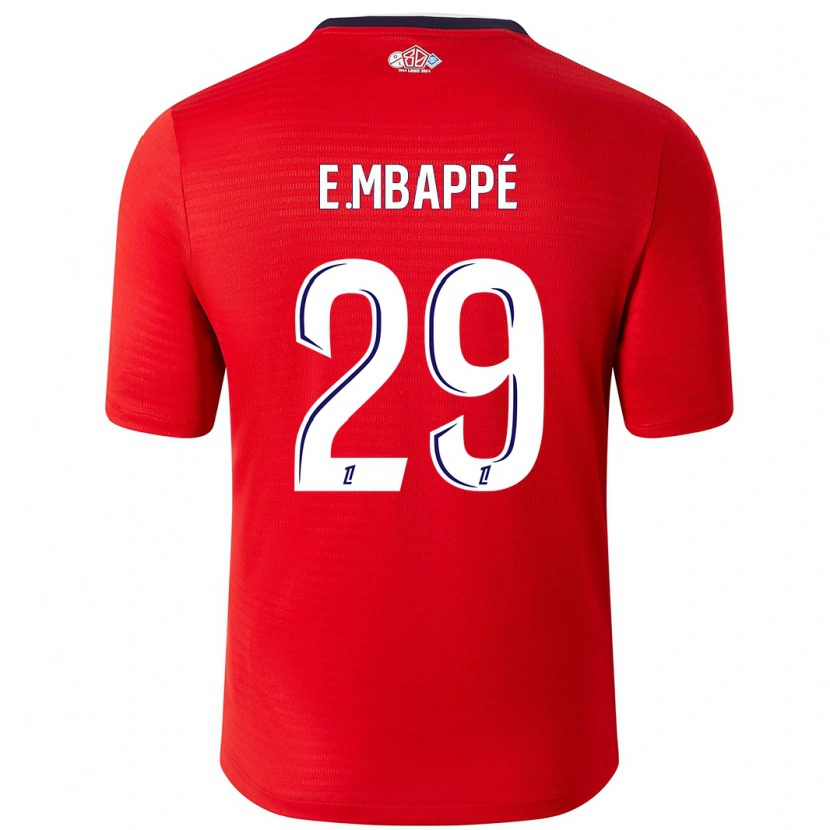 Danxen Enfant Maillot Ethan Mbappé #29 Rouge Blanc Tenues Domicile 2024/25 T-Shirt