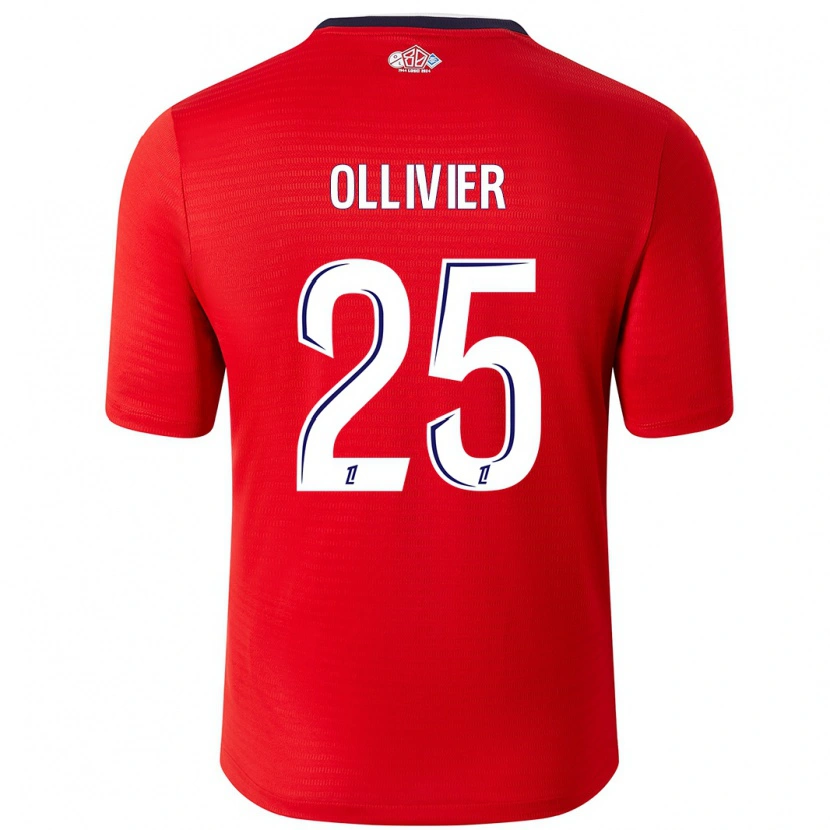 Danxen Enfant Maillot Agathe Ollivier #25 Rouge Blanc Tenues Domicile 2024/25 T-Shirt