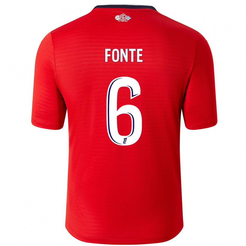 Danxen Enfant Maillot Jose Fonte #6 Rouge Blanc Tenues Domicile 2024/25 T-Shirt