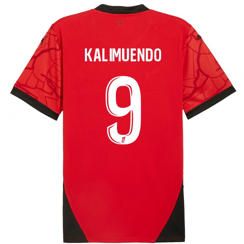 Danxen Enfant Maillot Arnaud Kalimuendo #9 Rouge Noir Tenues Domicile 2024/25 T-Shirt