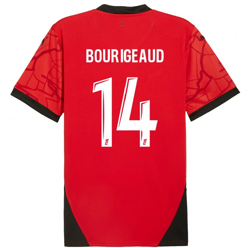 Danxen Enfant Maillot Benjamin Bourigeaud #14 Rouge Noir Tenues Domicile 2024/25 T-Shirt