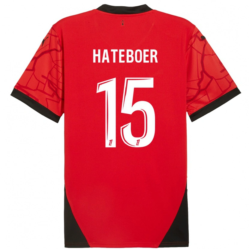 Danxen Enfant Maillot Hans Hateboer #15 Rouge Noir Tenues Domicile 2024/25 T-Shirt