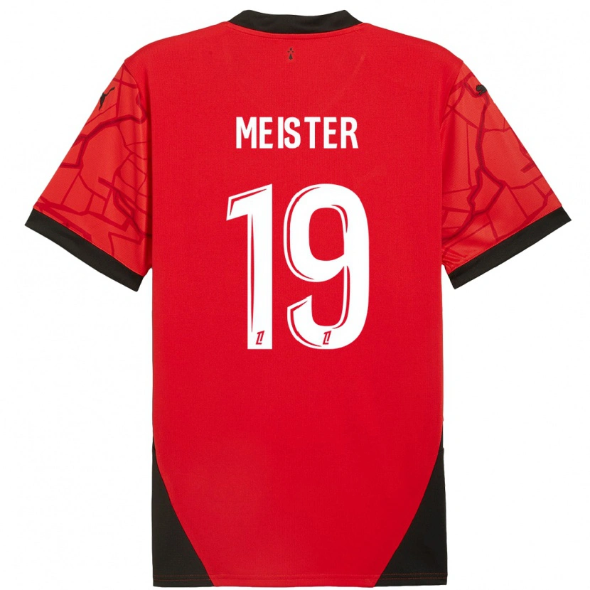 Danxen Enfant Maillot Henrik Meister #19 Rouge Noir Tenues Domicile 2024/25 T-Shirt