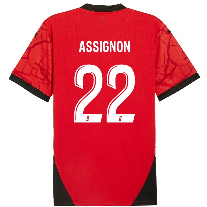 Danxen Enfant Maillot Lorenz Assignon #22 Rouge Noir Tenues Domicile 2024/25 T-Shirt