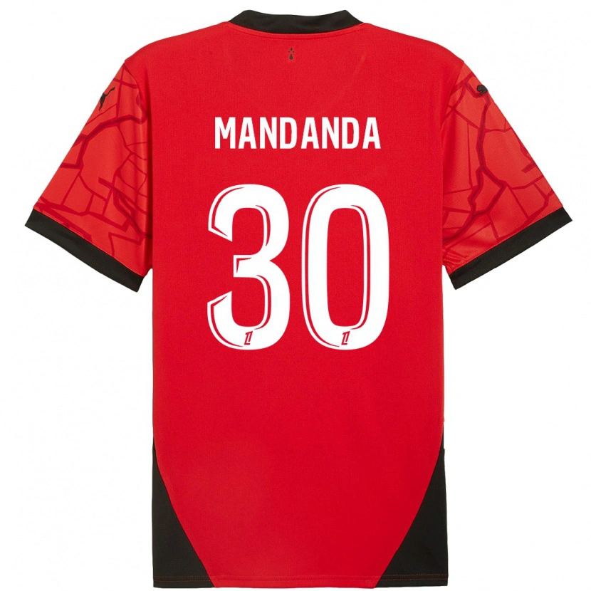 Danxen Enfant Maillot Steve Mandanda #30 Rouge Noir Tenues Domicile 2024/25 T-Shirt