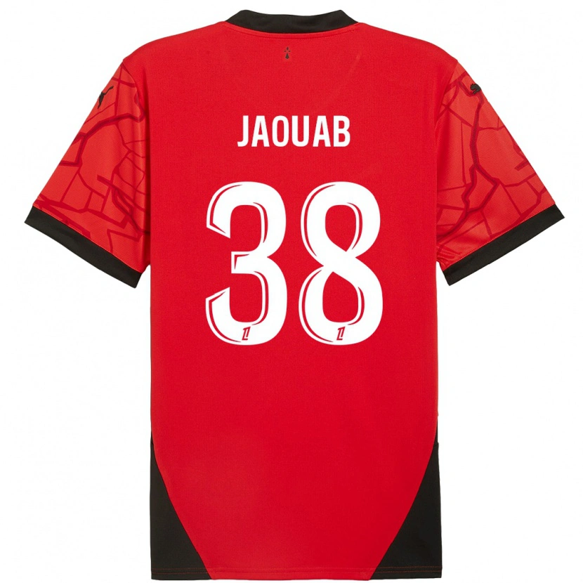 Danxen Enfant Maillot Mohamed Jaouab #38 Rouge Noir Tenues Domicile 2024/25 T-Shirt