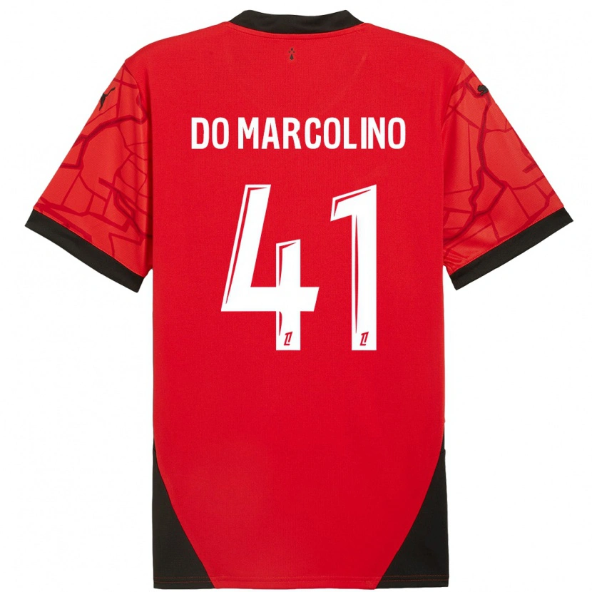 Danxen Enfant Maillot Alan Do Marcolino #41 Rouge Noir Tenues Domicile 2024/25 T-Shirt