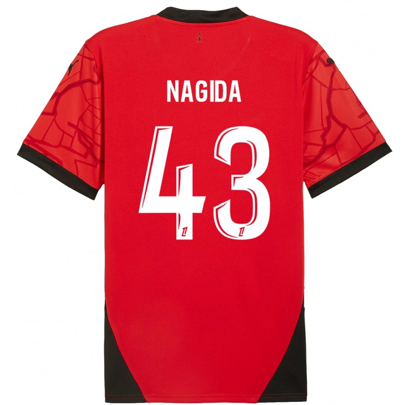 Danxen Enfant Maillot Mahamadou Nagida #43 Rouge Noir Tenues Domicile 2024/25 T-Shirt