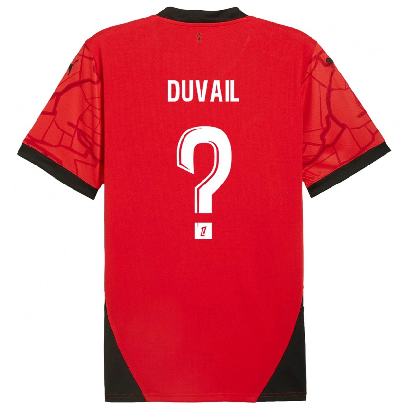 Danxen Enfant Maillot Jules Duvail #0 Rouge Noir Tenues Domicile 2024/25 T-Shirt