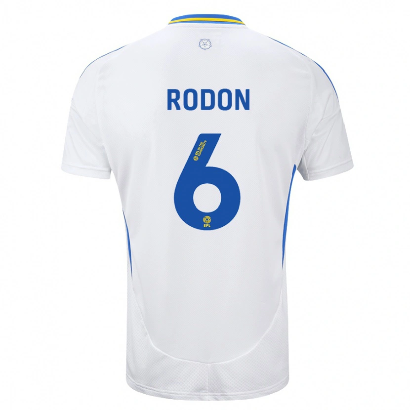 Danxen Enfant Maillot Joe Rodon #6 Blanc Bleu Tenues Domicile 2024/25 T-Shirt