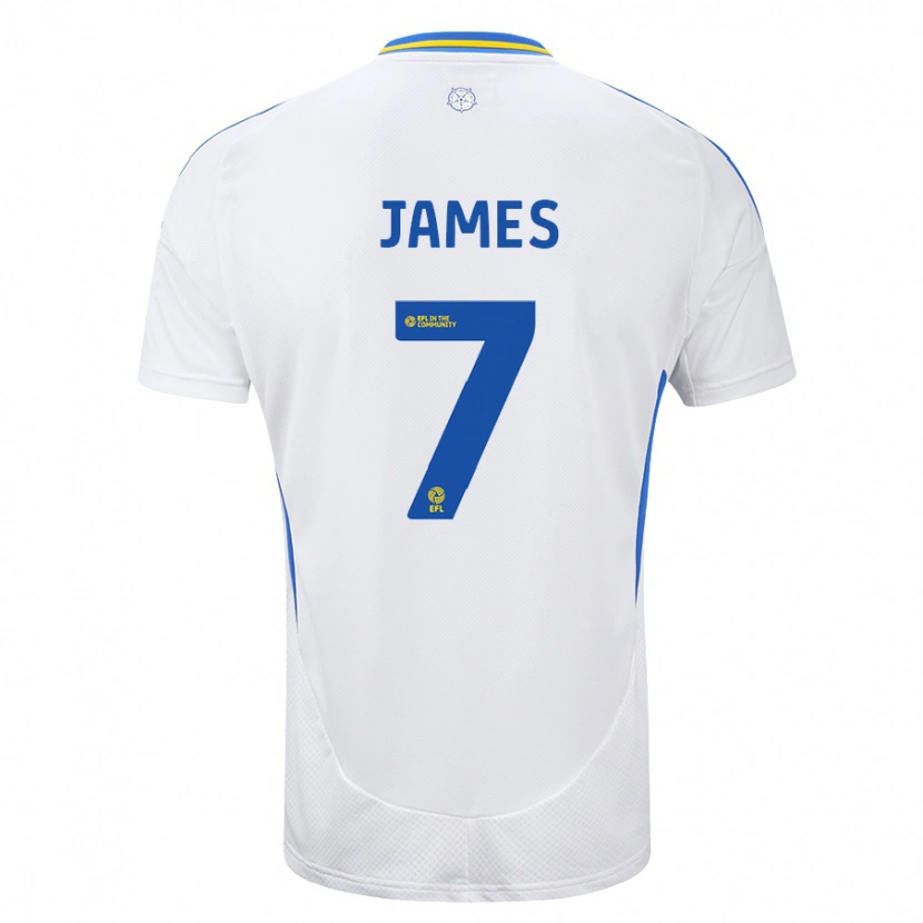 Danxen Enfant Maillot Daniel James #7 Blanc Bleu Tenues Domicile 2024/25 T-Shirt