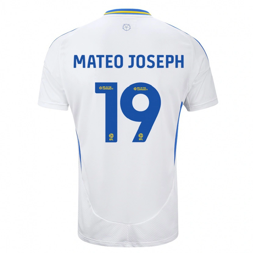 Danxen Enfant Maillot Mateo Joseph #19 Blanc Bleu Tenues Domicile 2024/25 T-Shirt