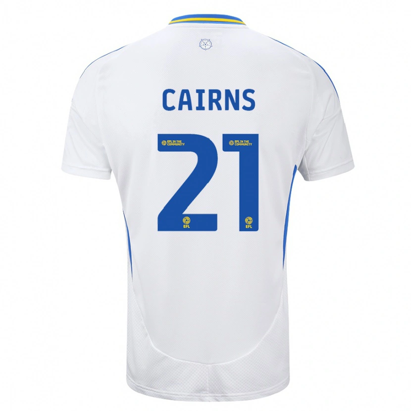 Danxen Enfant Maillot Alex Cairns #21 Blanc Bleu Tenues Domicile 2024/25 T-Shirt