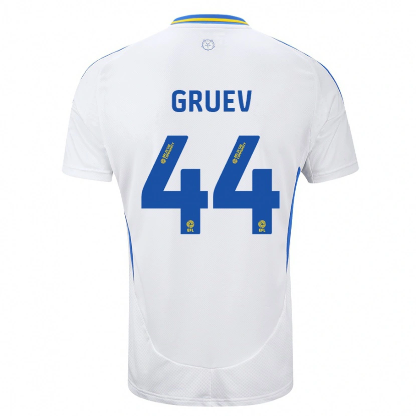 Danxen Enfant Maillot Ilia Gruev #44 Blanc Bleu Tenues Domicile 2024/25 T-Shirt