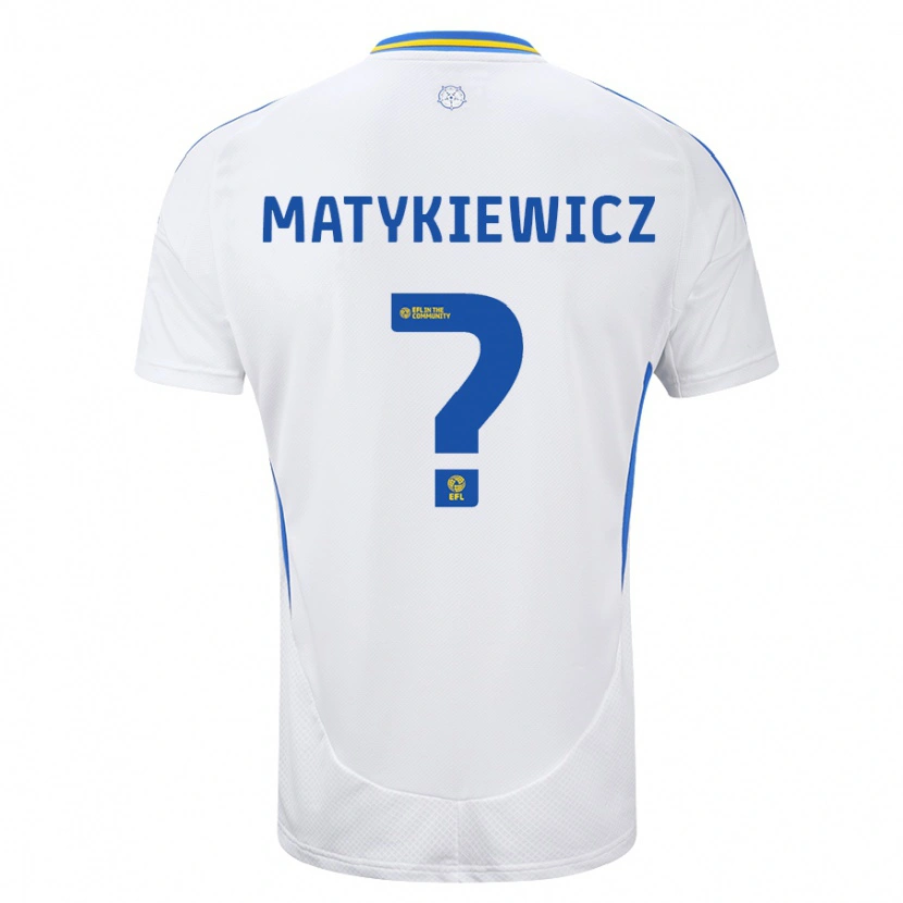 Danxen Enfant Maillot Luke Matykiewicz #0 Blanc Bleu Tenues Domicile 2024/25 T-Shirt