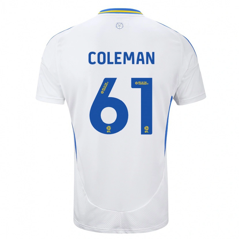 Danxen Enfant Maillot Cian Coleman #61 Blanc Bleu Tenues Domicile 2024/25 T-Shirt