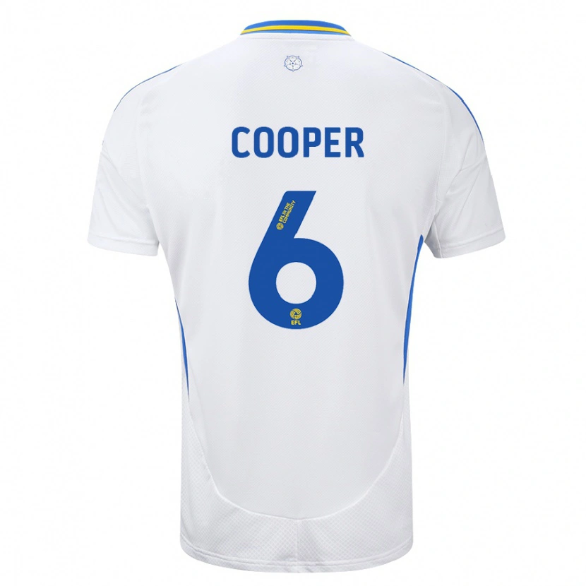 Danxen Enfant Maillot Liam Cooper #6 Blanc Bleu Tenues Domicile 2024/25 T-Shirt