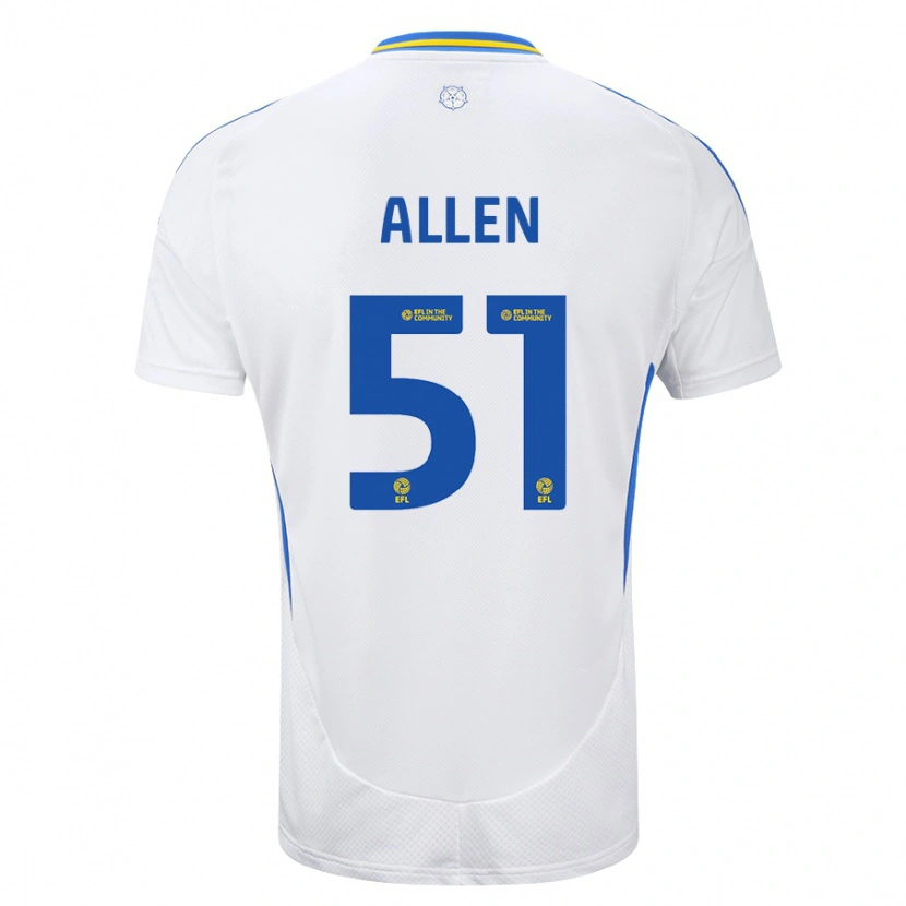 Danxen Enfant Maillot Charlie Allen #51 Blanc Bleu Tenues Domicile 2024/25 T-Shirt