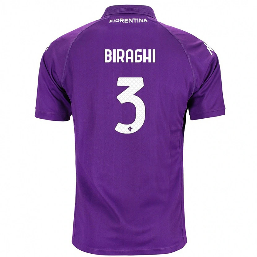 Danxen Enfant Maillot Cristiano Biraghi #3 Violet Tenues Domicile 2024/25 T-Shirt