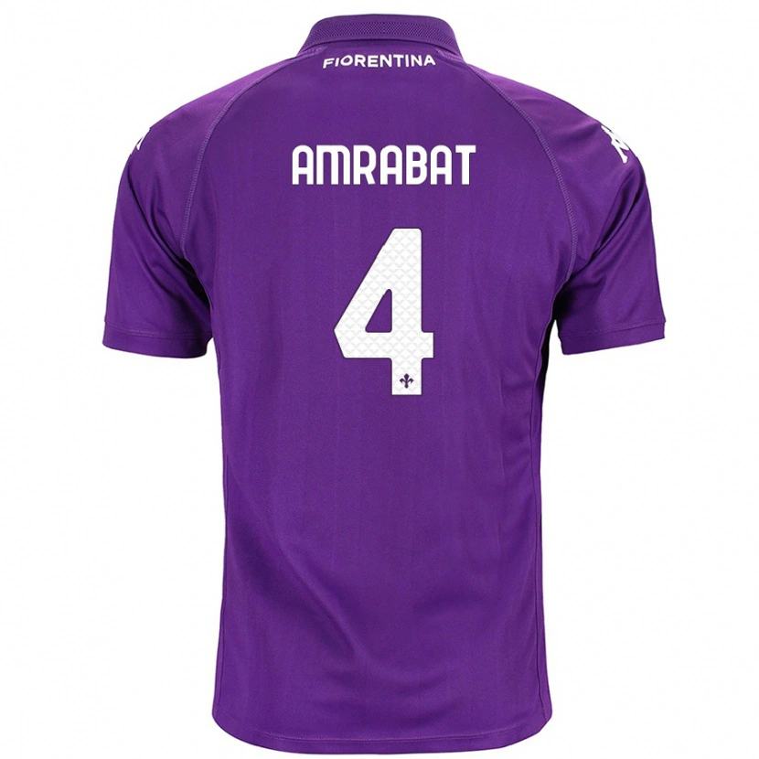 Danxen Enfant Maillot Sofyan Amrabat #4 Violet Tenues Domicile 2024/25 T-Shirt