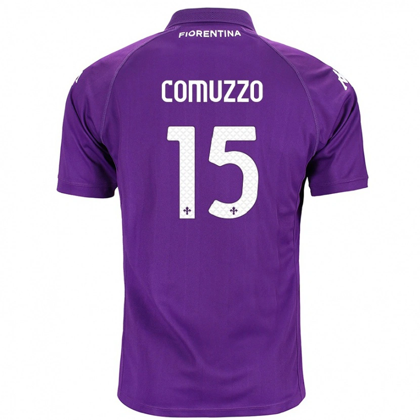 Danxen Enfant Maillot Pietro Comuzzo #15 Violet Tenues Domicile 2024/25 T-Shirt