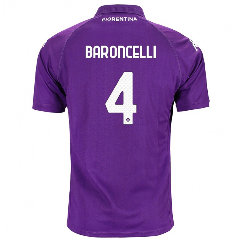 Danxen Enfant Maillot Leonardo Baroncelli #4 Violet Tenues Domicile 2024/25 T-Shirt