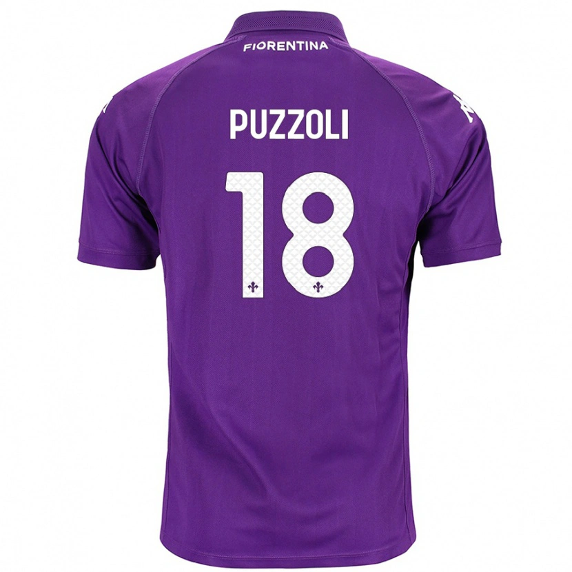 Danxen Enfant Maillot Giorgio Puzzoli #18 Violet Tenues Domicile 2024/25 T-Shirt