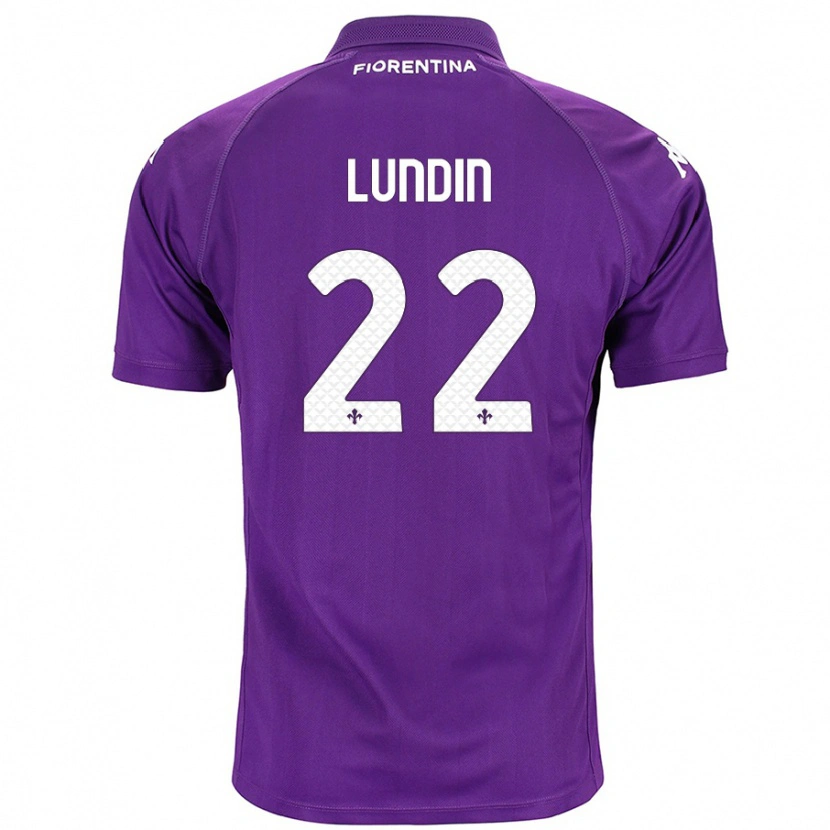 Danxen Enfant Maillot Karin Lundin #22 Violet Tenues Domicile 2024/25 T-Shirt