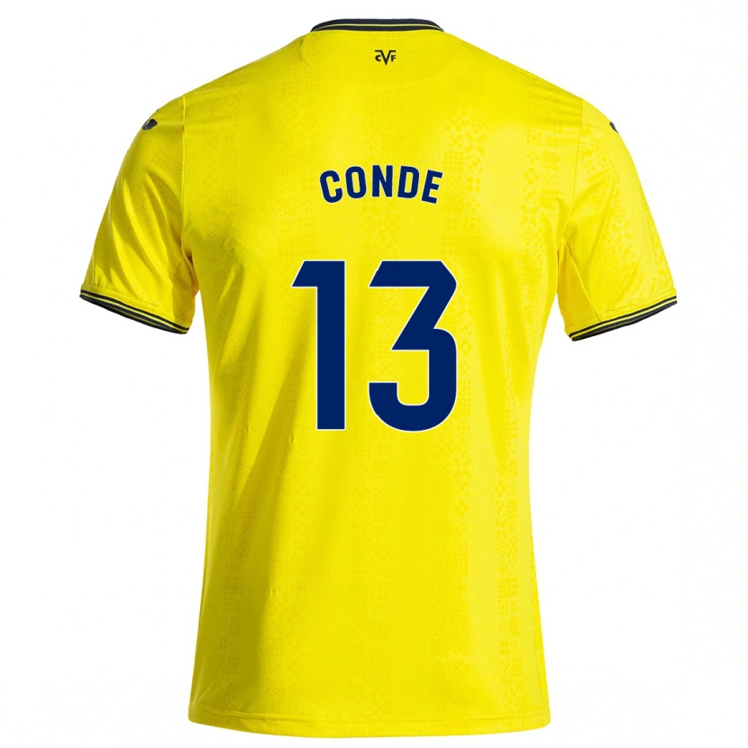 Danxen Enfant Maillot Diego Conde #13 Jaune Noir Tenues Domicile 2024/25 T-Shirt