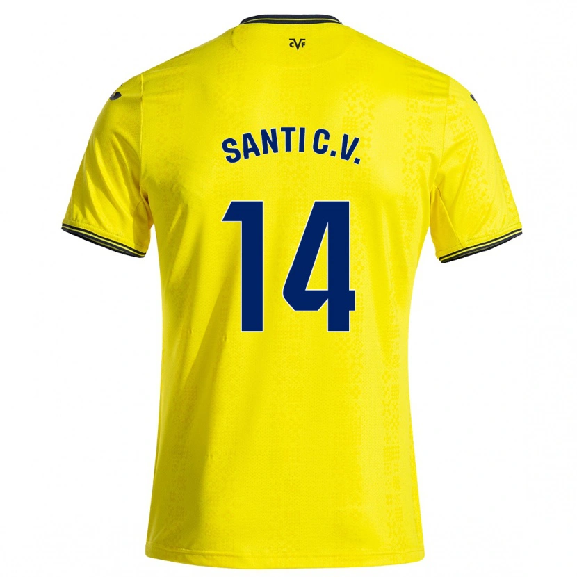 Danxen Enfant Maillot Santi Comesaña #14 Jaune Noir Tenues Domicile 2024/25 T-Shirt