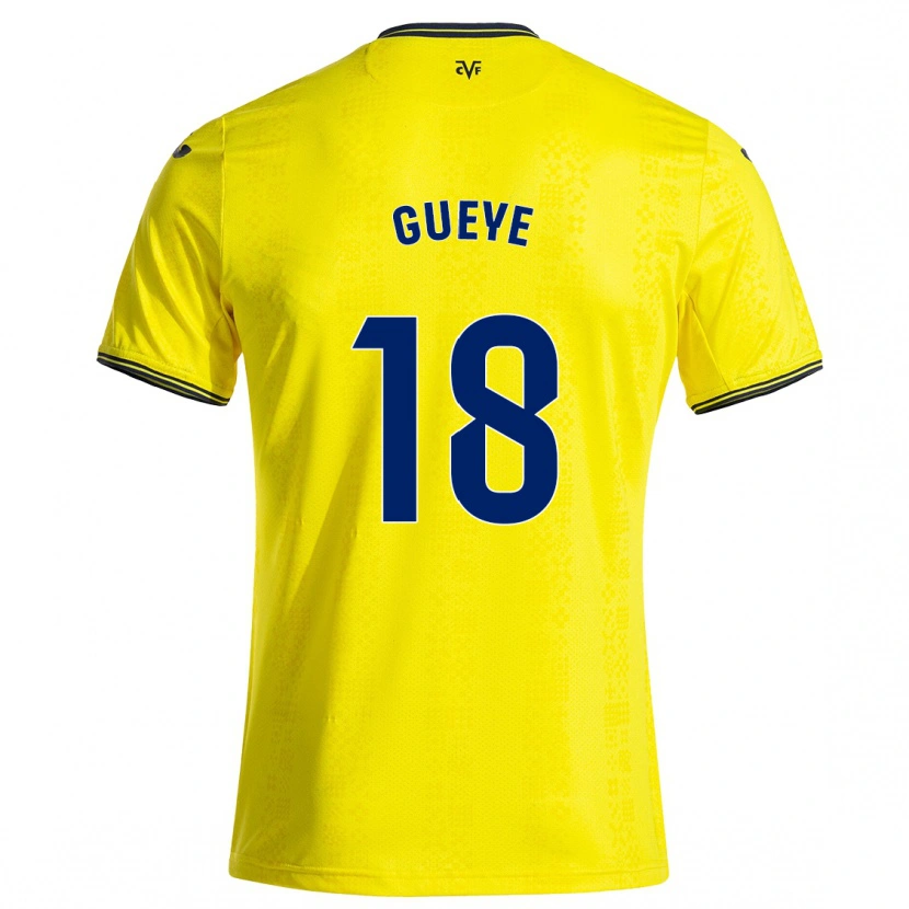 Danxen Enfant Maillot Pape Gueye #18 Jaune Noir Tenues Domicile 2024/25 T-Shirt