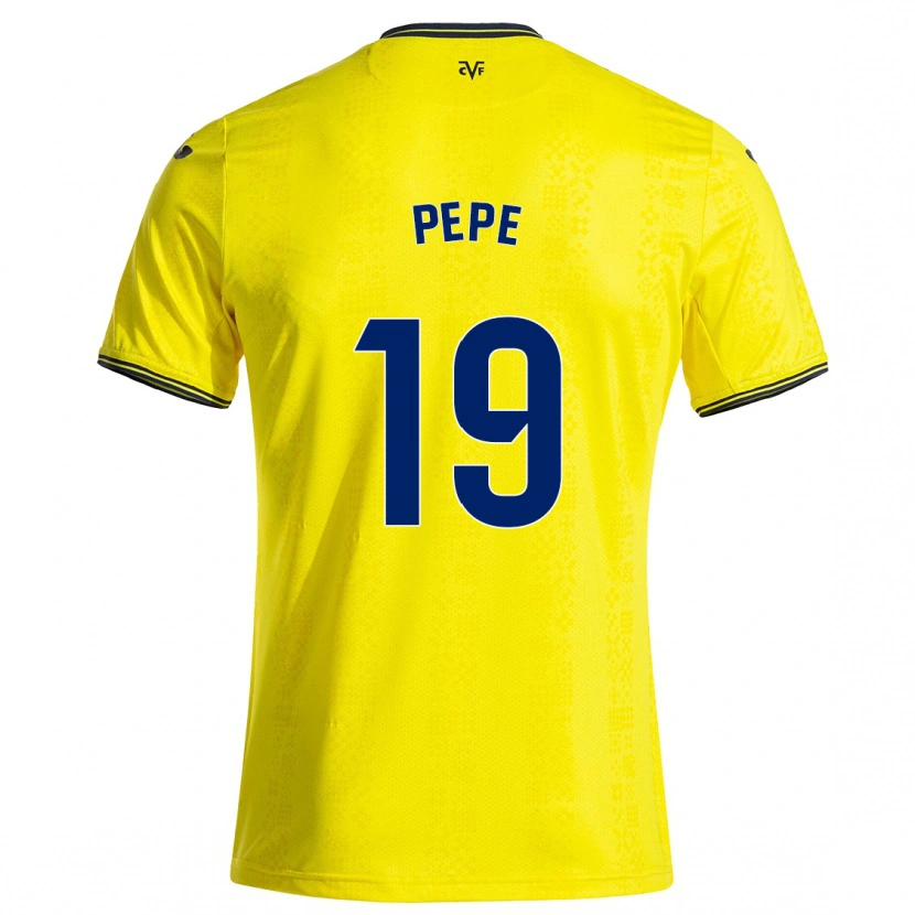 Danxen Enfant Maillot Nicolas Pépé #19 Jaune Noir Tenues Domicile 2024/25 T-Shirt