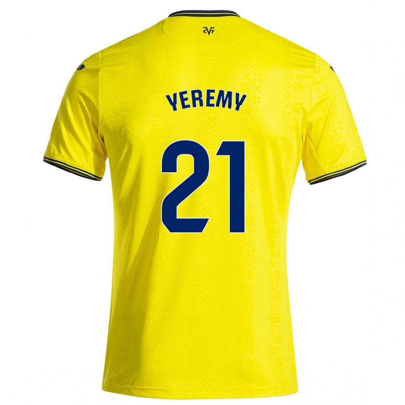 Danxen Enfant Maillot Yéremy Pino #21 Jaune Noir Tenues Domicile 2024/25 T-Shirt