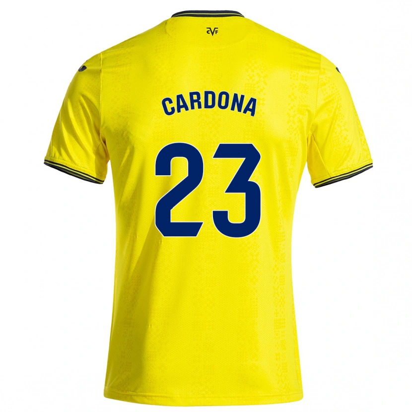 Danxen Enfant Maillot Sergi Cardona #23 Jaune Noir Tenues Domicile 2024/25 T-Shirt