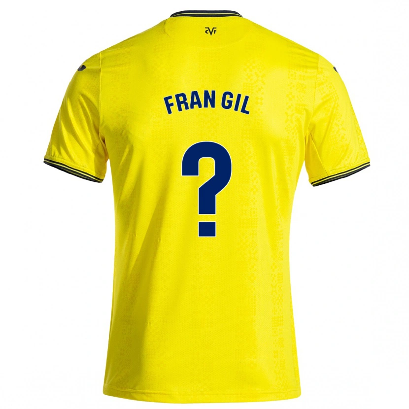 Danxen Enfant Maillot Fran Gil #0 Jaune Noir Tenues Domicile 2024/25 T-Shirt