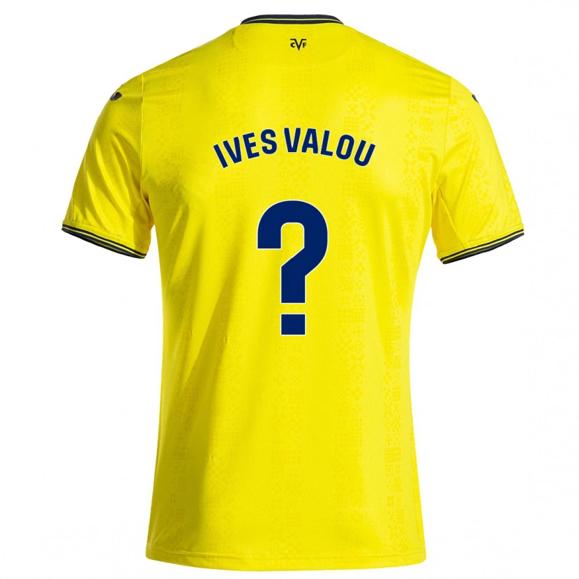 Danxen Enfant Maillot Jean Ives Valou #0 Jaune Noir Tenues Domicile 2024/25 T-Shirt